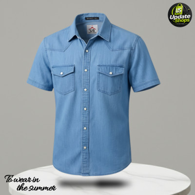 Denim Half Shirt For Men