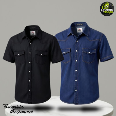 Denim Half Shirt For Men
