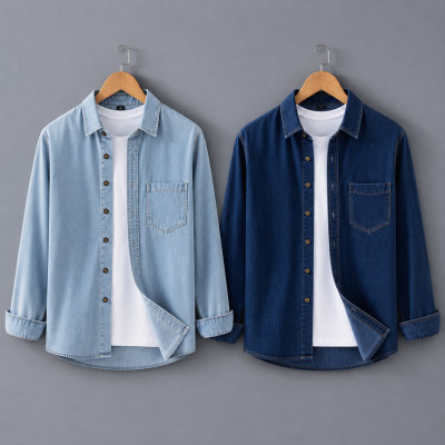 Denim 1 Pocket Full Shirt For man