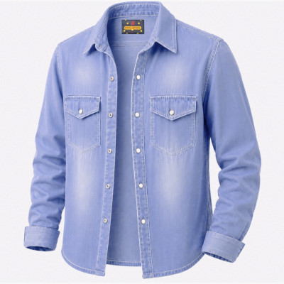 Denim Full Sleeve Tip Butam Shirt For Man