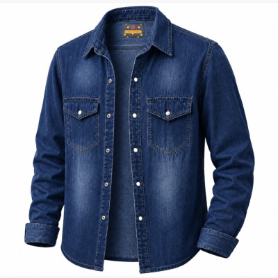 Denim Full Sleeve Tip Butam Shirt For Man