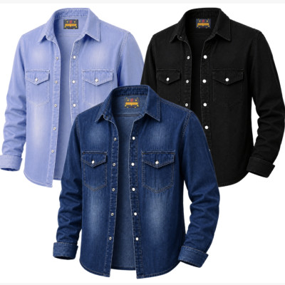 Denim Full Sleeve Tip Butam Shirt For Man