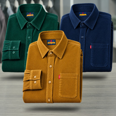 3 Piece Corduroy Full sleeve Singel pocket Shirt.