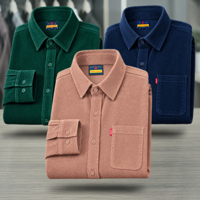 3 Piece Corduroy Full sleeve Singel pocket Shirt.