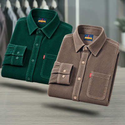 2 Piece Corduroy Full sleeve Singel pocket Shirt.