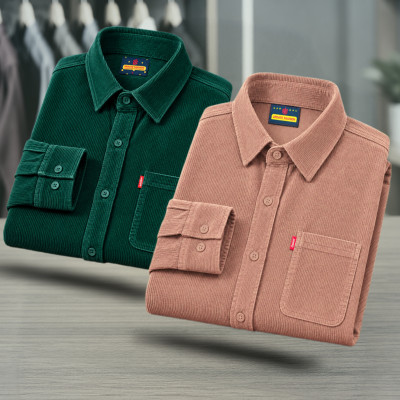 2 Piece Corduroy Full sleeve Singel pocket Shirt.