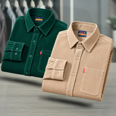 2 Piece Corduroy Full sleeve Singel pocket Shirt.