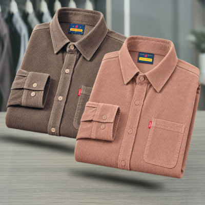 2 Piece Corduroy Full sleeve Singel pocket Shirt.