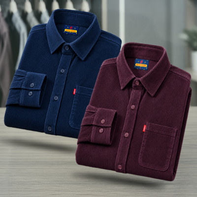 2 Piece Corduroy Full sleeve Singel pocket Shirt.