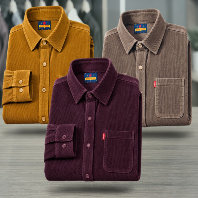 3 Piece Corduroy Full sleeve Singel pocket Shirt.